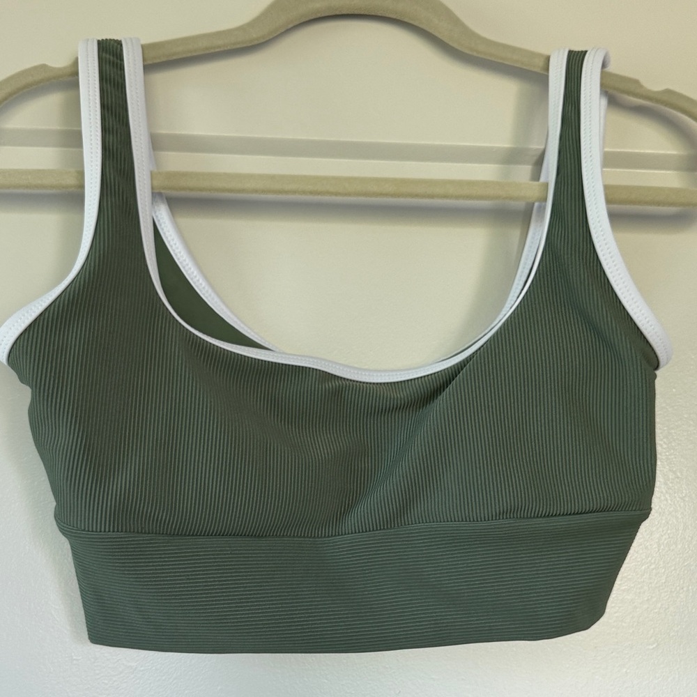 LainSnow Forest Green Ribbed Bikini Top
